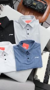 Áo polo nam Li-Ning C35 Áo nam vải thể thao co giãn thấm hút mồ hôi Áo thể thao tập gym chạy bộ