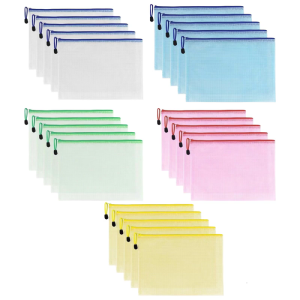 5ชิ้นโฟลเดอร์ไฟล์4ช่องตะแกรงซิปกระเป๋าเอกสารจัดเก็บไฟล์เอกสารและอุปกรณ์เครื่องเขียนสำนักงาน