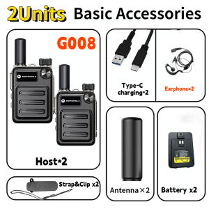 [2Pcs/Set]1-year warranty Motorola G008 Mini Walkie Talkie  High Power 80W | 29800mAh Battery| 400-470mHz|1-10km |Type-c |One Key Copy Frequency|Type-c Charge