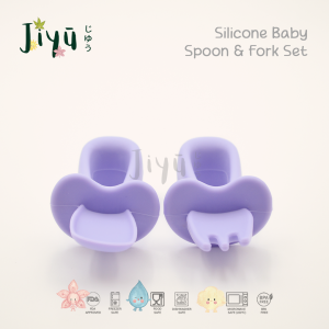 JIYU [JB-031] Silicone Baby Spoon And Fork Set / Set Sendok Garpu Silikon BPA FREE