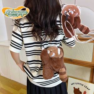 Aoduoyaya Little Panda Bag Cute Brown Panda Bag Male One Shoulder Backpack Female Doll One Piece Backpack Play Leisure Birthday Gift