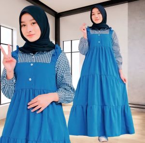 Gamis Anak Tanggung Motif Kotak Polos Dress Wanita Baju Anak Usia 9-16 Tahun Gamis Terbaru