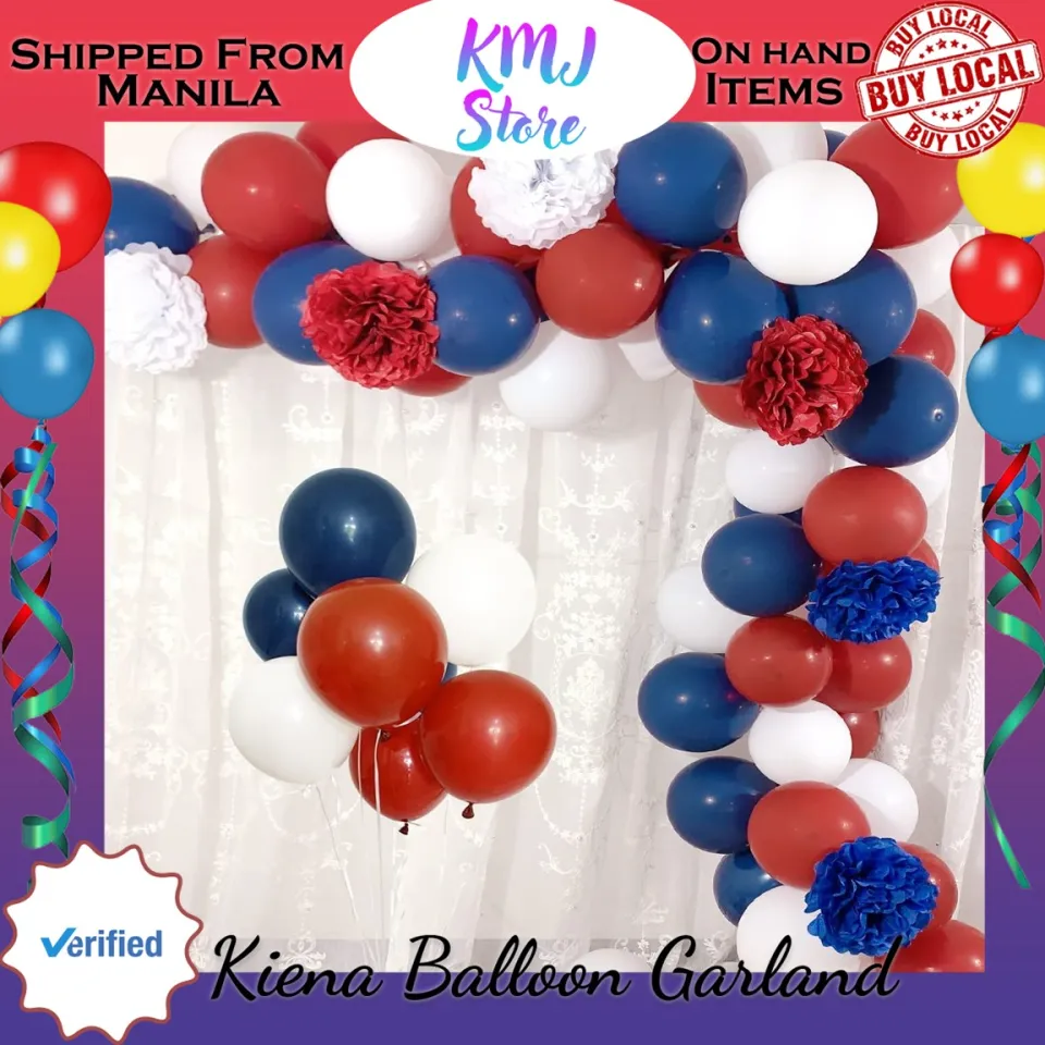 Kiena Balloon Dark Red White and Blue Balloons Garland Arch Kit with 75Pcs  Navy Burgundy White