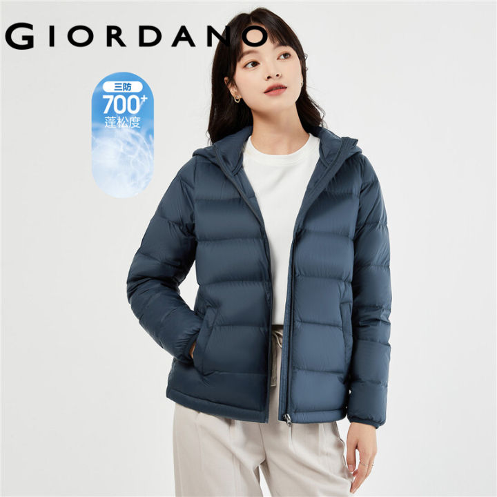 GIORDANO Women Down Jackets Waterproof 85% Duck Down Jackets Windproof  Plain Color Machine Washable Casual Down Jackets 13372773