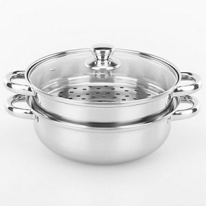 Nồi Hấp Inox 3 Tầng Siêu To Nồi Hấp Bánh Bao Bánh Flan Hấp Thức Ăn 28CM Dùng Cho Cả Bếp Từ Và Bếp Ga
