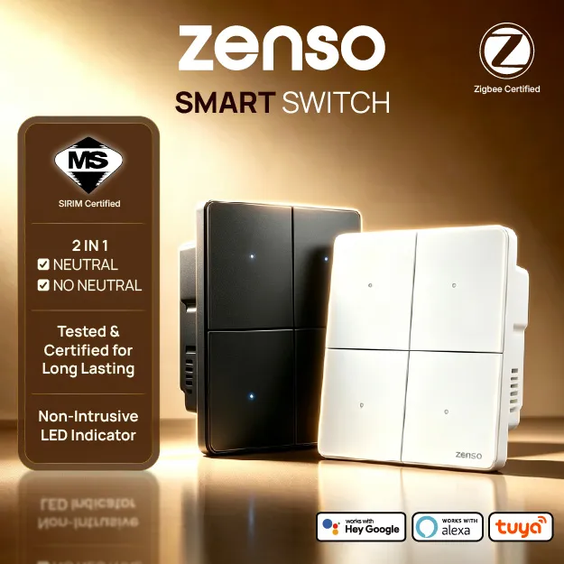 [SIRIM] ZENSO Smart Switch Zigbee 3.1 Universal Dual Wiring Switch
