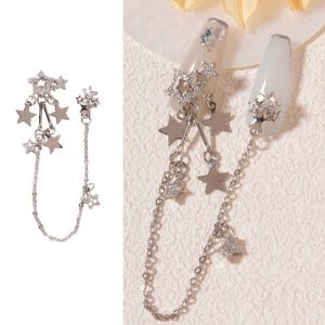 IVAOU Zircon Luxury Manicure Accessories Pearl Star Chain Jewelry Nail Rhinestones Bowknot Diamond Nail Art DIY Nail Art Decorations