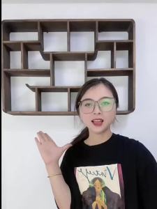Wall Rack Wall Shelf Display Wall Mounted Shelf Rack Punch-free Display Solid Wood New Chinese Style High Quality Wall Shelf Storage Rack Living Room