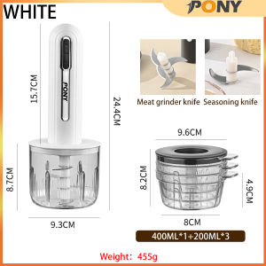 PONYHOME wireless rechargeable electric Meat Mincer Portable Chopper Food Processor Hand Blender Mixer Masher Juicer Food Chopper