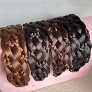 VBNFH เรโทร สาวๆ กันลื่น ก้างปลาถักเปีย บิดถักเปีย ปีกกว้างกว้าง ที่คาดผมหกเส้น หมวกสไตล์เกาหลี ที่คาดผมผู้หญิง ห่วงผมกว้าง