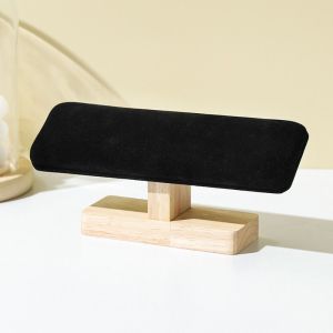 RONALDF Wooden Bracelet Display Stand Velvet Single Layer Jewelry Chain Holder Exquisite Watch Display Jewelry Organizer Bar Bangle Scrunchie