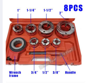 Pipe Threading Tool with Ratchet Handle- Includes 3/8" 1/2" 3/4" 1"1 1/4"11/2" 2" mold