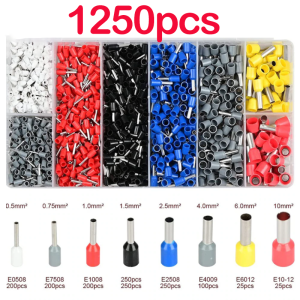 [COD+ Local inventory] 1250pcs Tubular Insulated Cable Terminals Ferrule Box Kit crimper for terminal lugs crimping wire connector terminal Ferrule Crimping Tool Kit Crimping Pliers HSC8 6-4A Ferrules Insulated Cord Pin End Terminal  Wire Cable