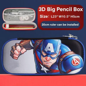 Hard Pencil Organizer 3D Spiderman Captain America Design Shockproof Student Pencil Case for Kids Boys