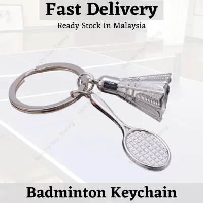 Stainless Steel Badminton Keychain (Ready Stock)