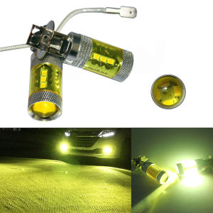BU🦺🔩🔧 2pcs LED FOG Lights 12-24V H3 80W 16 SMD LED รถยนต์ FOG Light สีเหลือง high Power