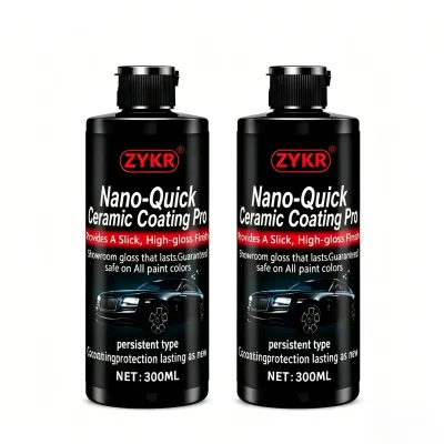 ZYKR Nano-Quick Ceramic Coating Pro for automobiles featuring advanced ceramic technology for dust-proof glass effect and lasting luster. 300 ml.