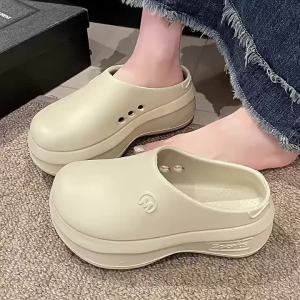 [Free Shipping] New Style Lightweight And Non-Slip Clogs With Thick Soles And Toe Protection Designed For Outdoor Wear Suitable For Female Chefs