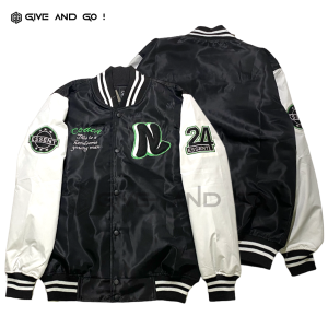 Jaket Bomber Varsity Brown Cream N24 Essent Taslan Bordir Casual Premium