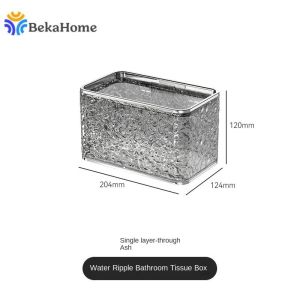 Bekahome Crystal Rectangular Tissue Box Cover Decorative Glass Tissue Holder Sparkling Napkin Facial Tissue Holder for Bathroom Dresser Desk Table Office