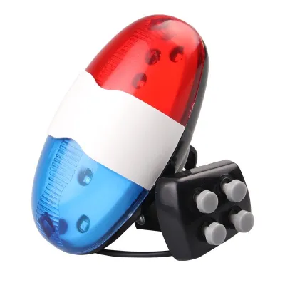 Lampu LED Sepeda Klakson Sirine Polisi 6 LED 4 Sound Siren