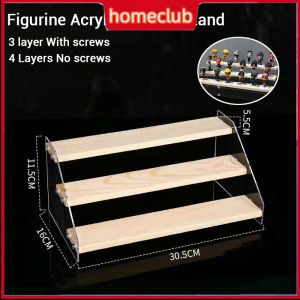 Figurine Acrylic Display Stand Wooden Figure Display Rack Nail Polish/Perfume Display Holder
