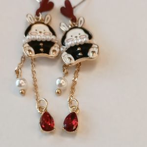 (Ready Stock现货) 925 Series Red Diamond Bunny Tassel Earrings 红钻小兔兔流苏耳环