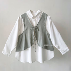 Plus Size (3XL-6XL) Plaid Ironless Cool Fabric Full Button Kemeja Blouse Muslimah Top (4100)