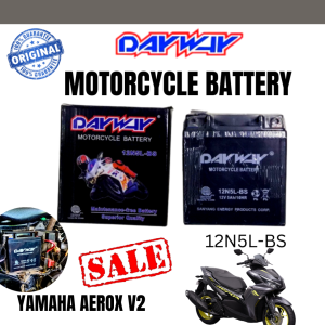 DAYWAY MOTORCYCLE BATTERY FOR YAMAHA AEROX V2 | 12N5L-BS BATTERY SIZE | 5L