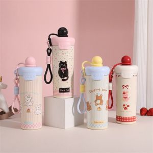 KODUS Large Capacity Insulated Tumbler With Strap Portable Design Leakproof Water Bottle Girl Specific 600ml Volume 316 Stainless Steel Cup School Use