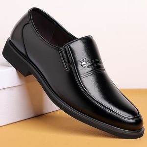 LAMALILI Mens Lazy Shoes High-Quality Beautiful Leather Material Sole Luxurious Office Slip-Ons In Black#8941