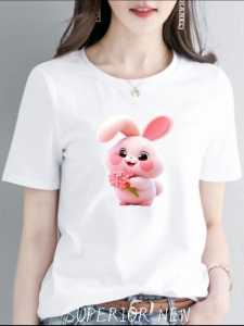 (COD)KAOS ATASAN MOTIF KELINCI IMUT COTTON COMBED WANITA