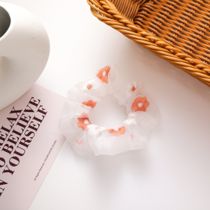 Fashion Organza Sheer Scrunchie with Color Mesh Gauze Ball Hair Ring Women Ponytail Hair Rope Bands Hair Ties Girls Sweet Hair Accessories