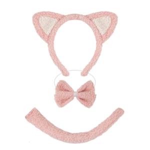 Cats Costume Accessories Set Cats Ears HeadbandTailBowtie Accessories Kit Cats Costumes Kids Toddlers Halloween Party