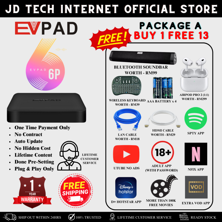 EVPAD 6P [Ready Stock] 4GB RAM + 64GB ROM TV BOX Free Lifetime Channels  Android 10 Bluetooth 5.0 Google Voice Android Box EXTENDED WARRANTY | Lazada