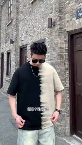 Tie Dye Patchwork Print Men Tee Shirts Summer Fashion Man Short Sleeve T-Shirt Hip Hop Tshirt For Men Tops Clothing