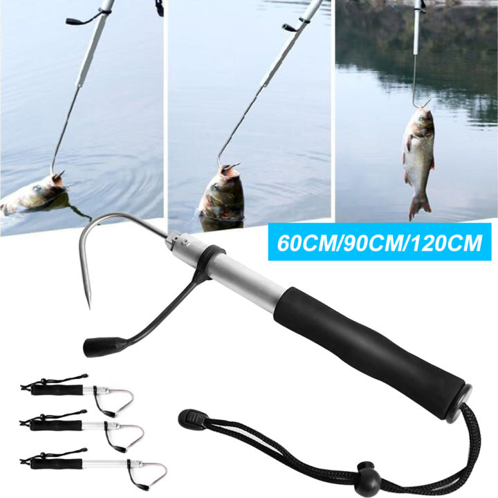 TX[Hot Sell]60cm/90cm/120cm Telescopic Fish Gaff Stainless Steel