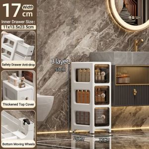 Slim Cabinet kitchen gap storage cabinet 18cm corner cabinet Transparent grey slim drawer organizer