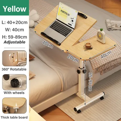 Elevatable Table Movable Meja Belajar Portable Foldable Bedside Computer Desk Meja Komputer Sofa Side Table With Wheels Meja Belajar 床边桌