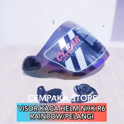 VISOR KACA HELM NHK R6 SILVER BENING RAINBOW MURAH