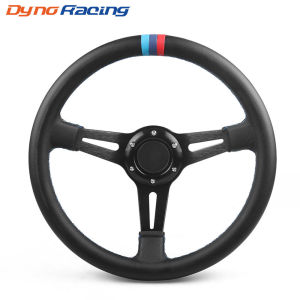 Car Modification 14 Inch 350mm Racing steering wheel made of ultra-fiber leather Three-color spliced drift game steering wheel