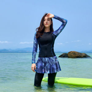 Fat mm Womens Sunscreen Swimsuit Surfing Suit Slim Looking Belly Covering Conservative Skirt Trousers plus Size Sports Swimming Suit Diving Suit ㏇L0514