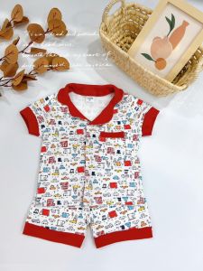 JanElla’s Button Down SLEEPWEAR TERNO (6 months to 6 Years Old) SHORTS SET for KIDS BOYS 100% Cotton Made in Vietnam