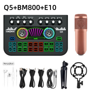 Siborie【COD】Tingkat tinggi Paket Lengkap Q5 Sound Card+BM800PRO Mic Set With stand Presenting headset Pengiriman cepat