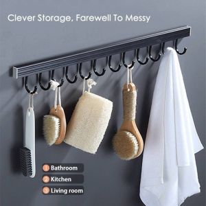 60CM Kitchen Hook Wall-Mounted Storge Shelf Free Punch Towel Kitchen Utensil Organizer