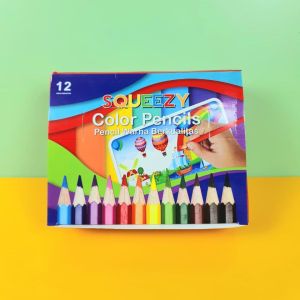 Harga Grosir ( 12 PACKS ) Pensil Warna Color Pencil SQUEEZY PW-SQ12S (PENDEK)