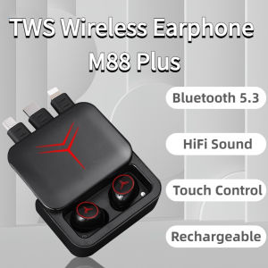 🎧 【Reaystock】 + FREE Shipping 🎧TWS M88 Plus Bluetooth 5.3 Touch Control HIFI Stereo Sound Sports Earphones Luxury Black Noise Reduction Digital Display Wireless Earbuds with Power Bank For All Mobile Phones