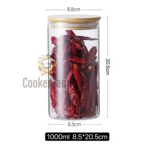 Multipurpose Seal Glass Storage Jar with Bamboo Sealin /Seasoning Bottle Container Condiment / 玻璃密封罐
