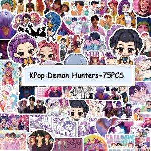 500 ชิ้น/ม้วน Kpop Demon Hunters สติกเกอร์การ์ตูนอะนิเมะสติกเกอร์ Huntrix สติกเกอร์ตกแต่งสําหรับสมุดภาพโน้ตบุ๊คความงามสติกเกอร์