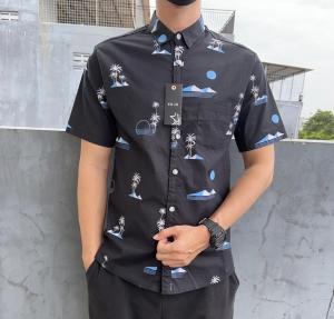 Amspro Hem Pria Kemeja Pria kemeja casual kemeja motif atasan pria pd Sunset